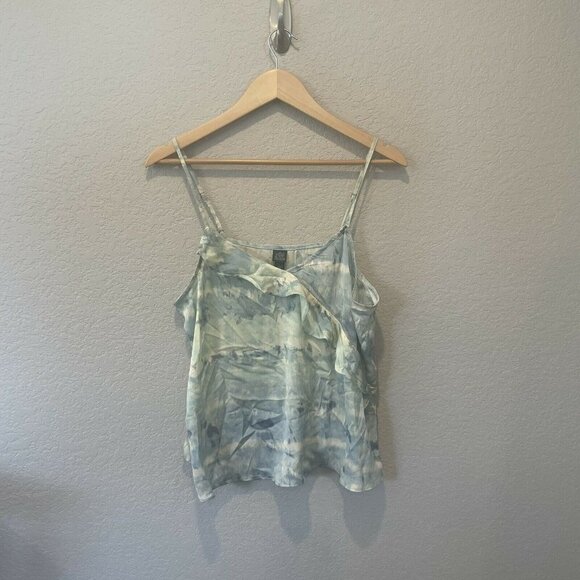 Wild Fable Watercolor Ruffled Cami Green Tank Top Women Large L Blouse - Picture 2 of 6